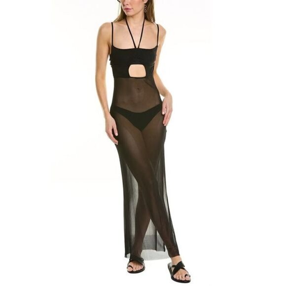 New WeWoreWhat Mesh Strappy Black Maxi Dress NWT Medium - Picture 7 of 12